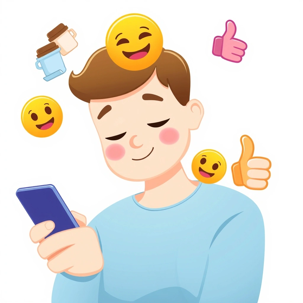 Person using emojis for quick morning replies