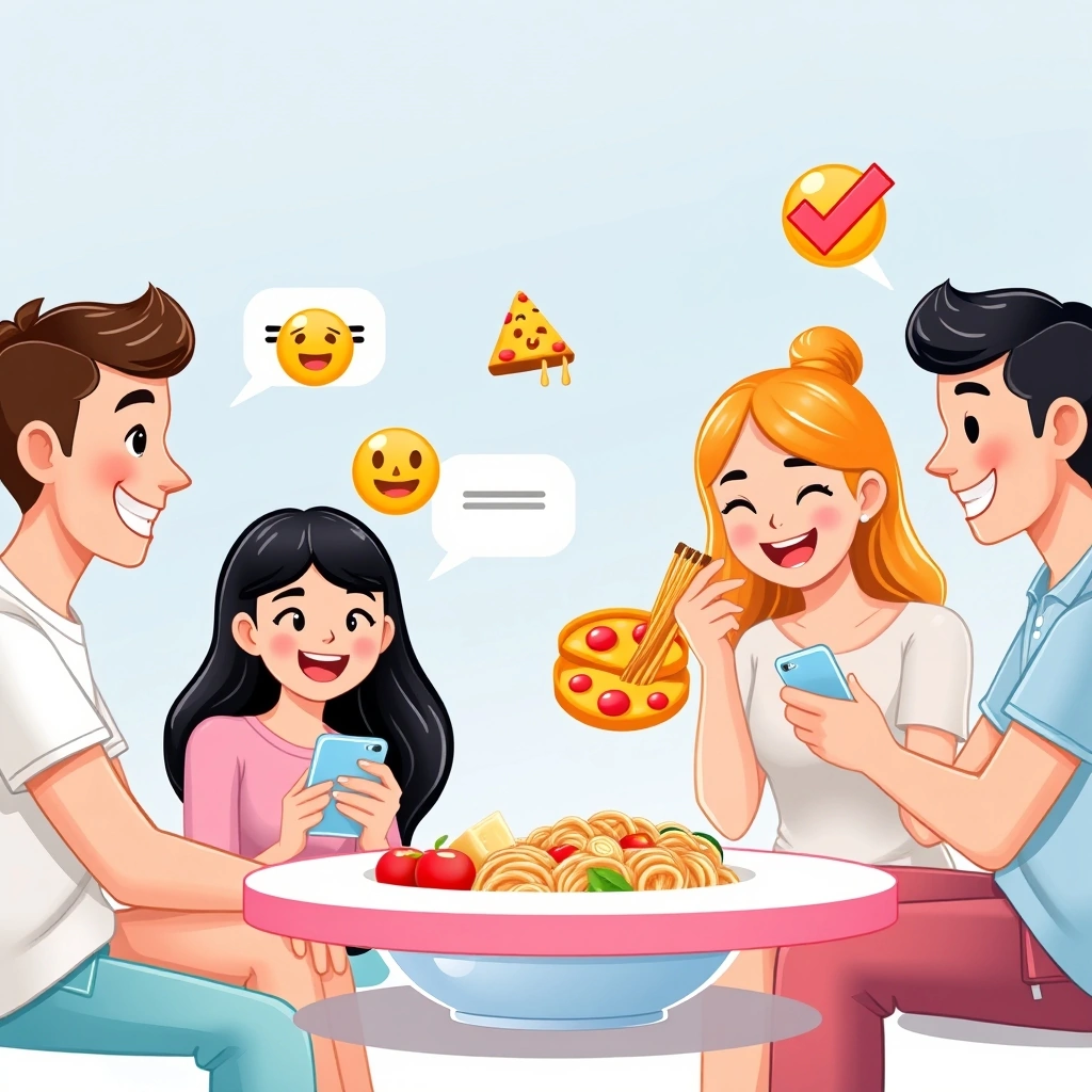 Friends using emojis to quickly coordinate dinner plans