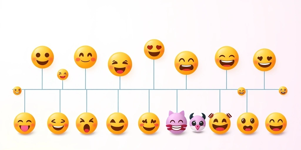 Timeline illustrating the evolution of popular emojis and their meanings across different generations.