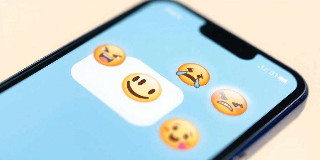 A smartphone screen showing a smiley face emoji in a chat, with faint images of other emojis suggesting how its meaning can be misread.