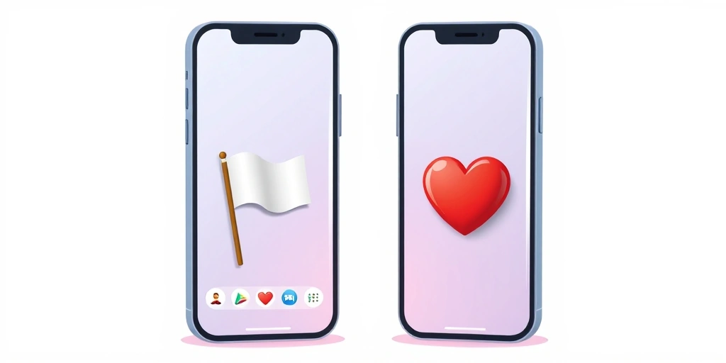 Text message conversation using a white flag and heart emoji to make peace