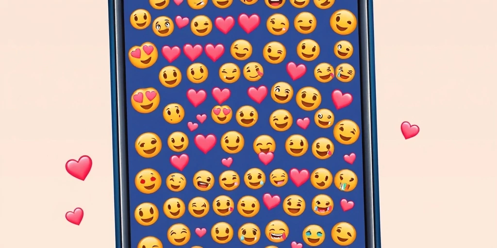A phone showing a long text thread with emojis punctuating the conversation over time.