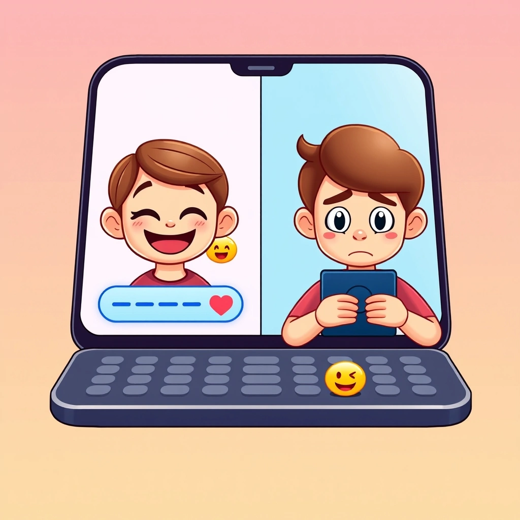 Two different reactions to the same winking emoji message showing miscommunication