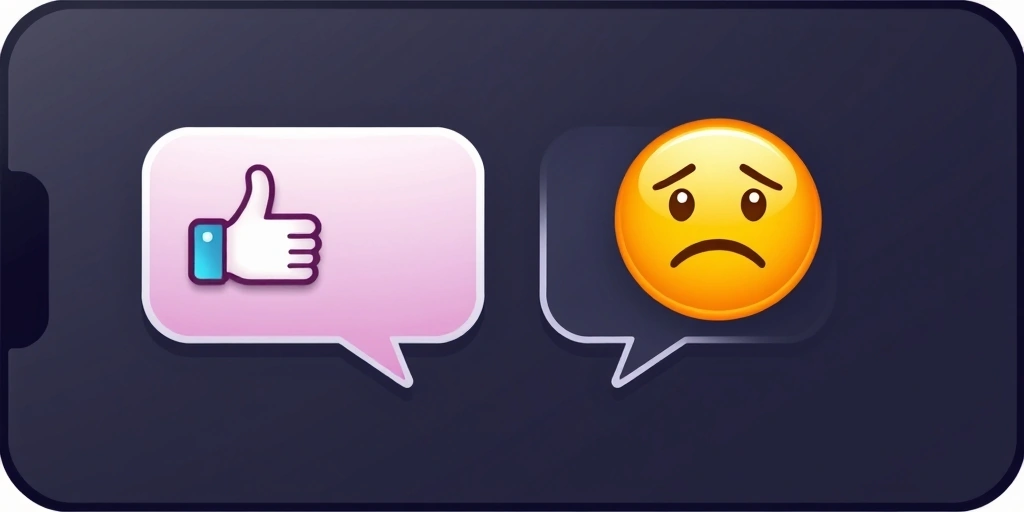 Two contrasting text bubbles showing how the same thumbs up emoji can be interpreted differently.