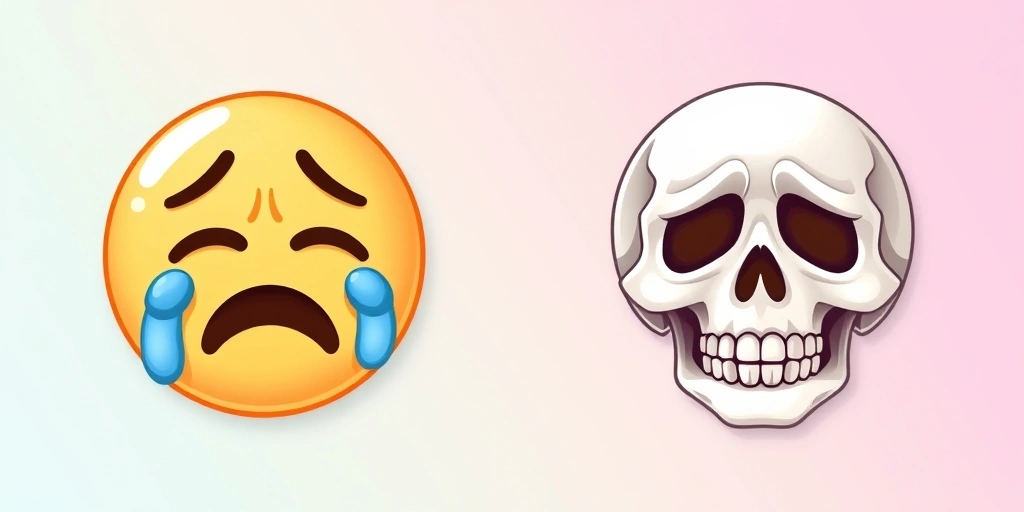 A comparison of two emoji pair orders: 😢💀 and 💀😢.