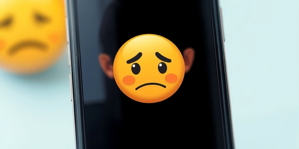 A smartphone displaying a single ambiguous emoji, creating a moment of uncertainty.