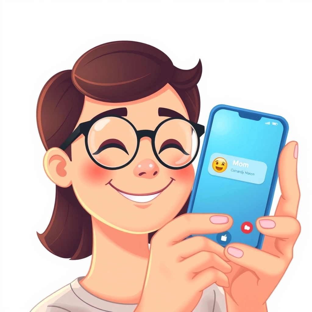 Someone happily receiving a simple sun emoji message on their phone.