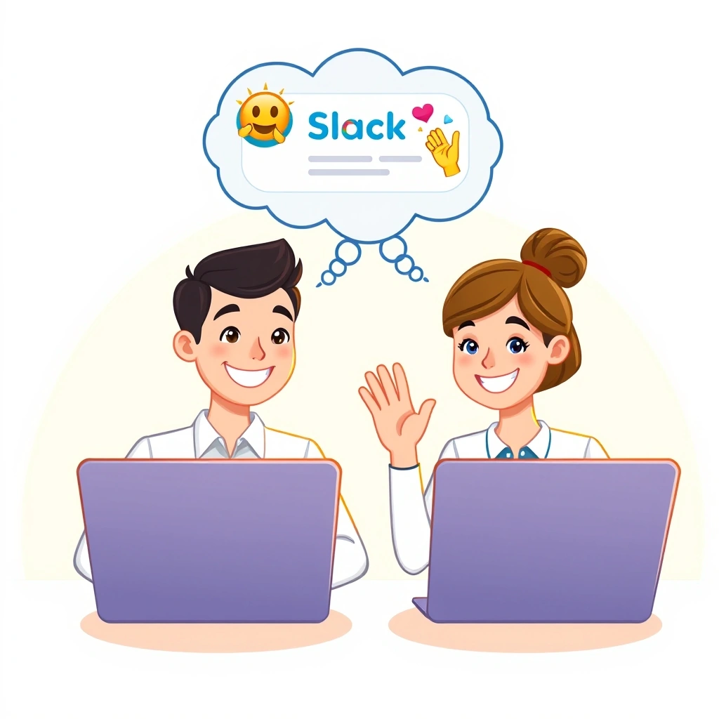 Remote team members connecting through emojis in a chat.