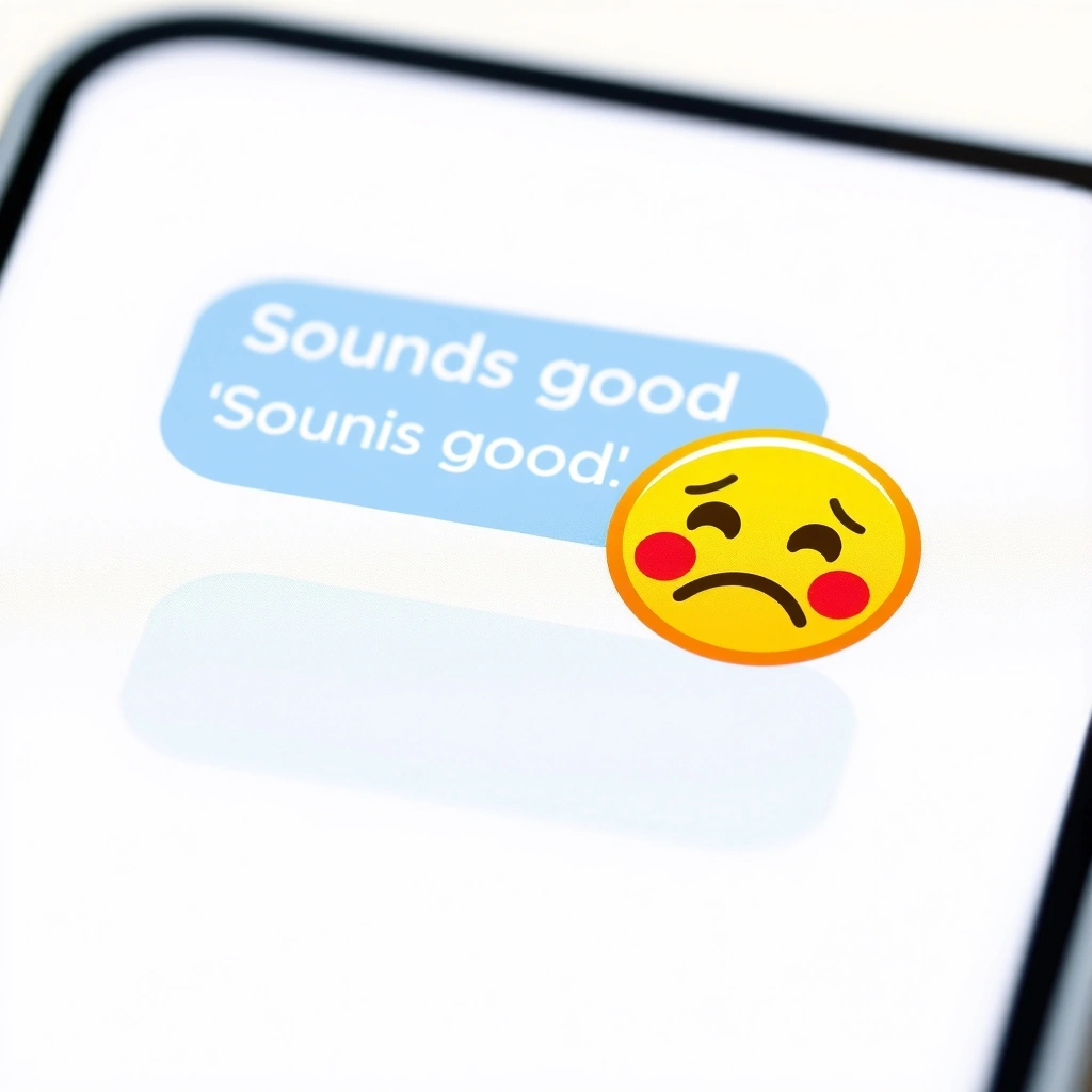 Two identical text messages with different emojis show how tone changes interpretation.