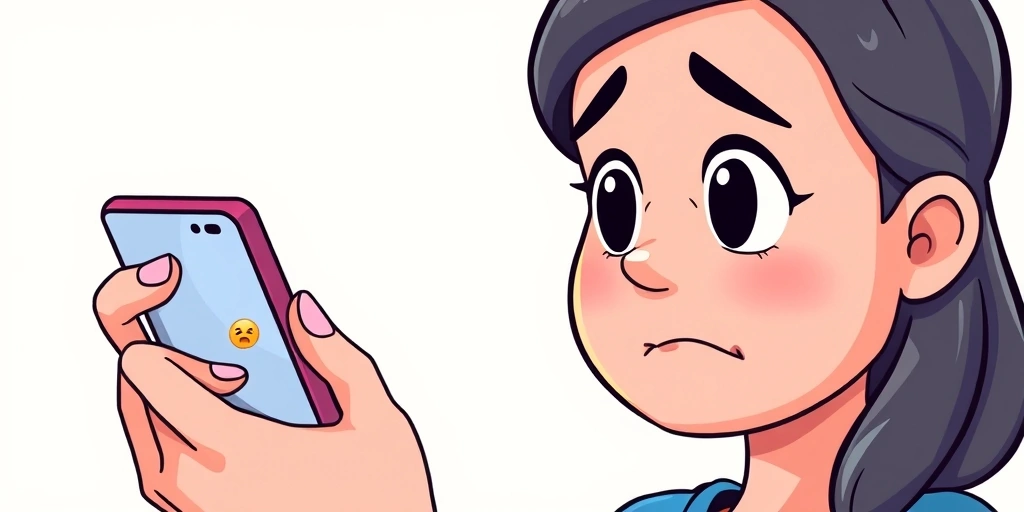 Person reacting with confusion to an emoji in a text message on their phone.