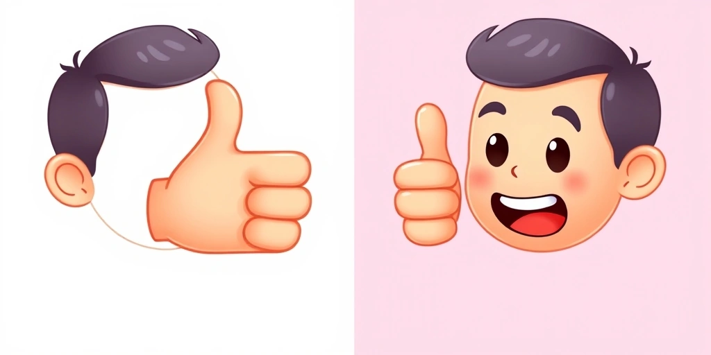 Dual interpretation of a thumbs up emoji in messaging