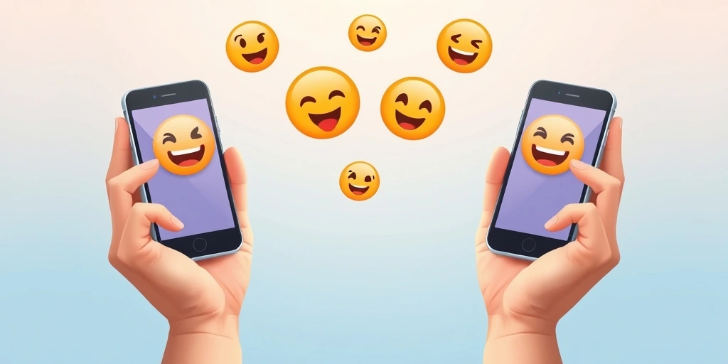 Emojis facilitating a clear and positive connection between two people texting.