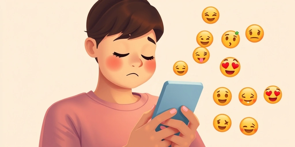 A person feeling comforted by a quiet, emoji-laden message on their phone.