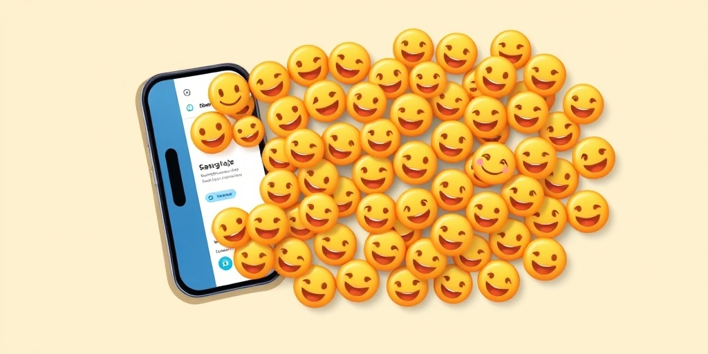 Visualization of a single emoji reaction multiplying into many on a phone screen.