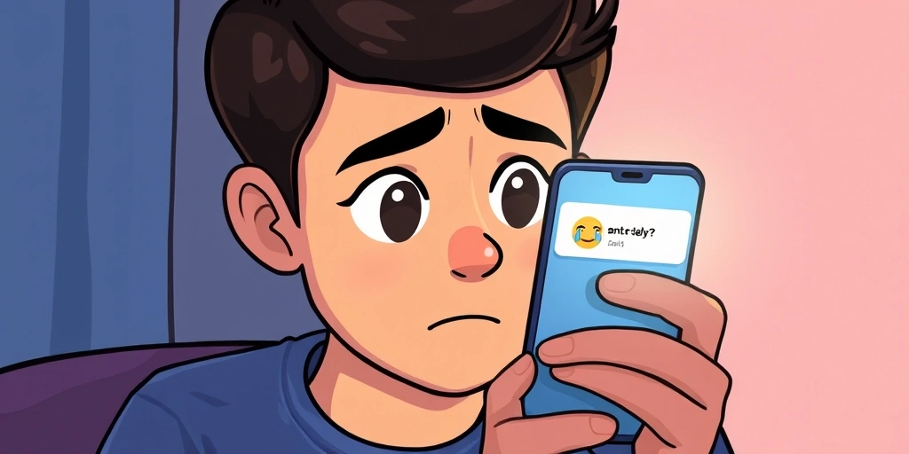 Person confused by emoji response on phone