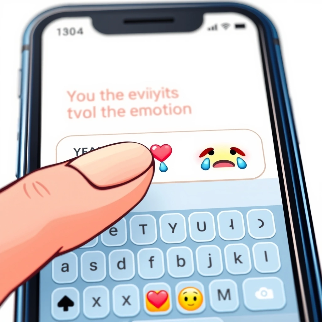 A phone screen showing the moment of choosing between a heart and a crying face emoji for a comment. A phone screen showing the moment of choosing between a heart and a crying face emoji for a comment.