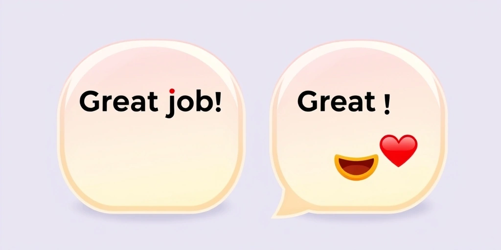 Comparison of a plain text message and one with an emoji, showing the difference in emotional tone
