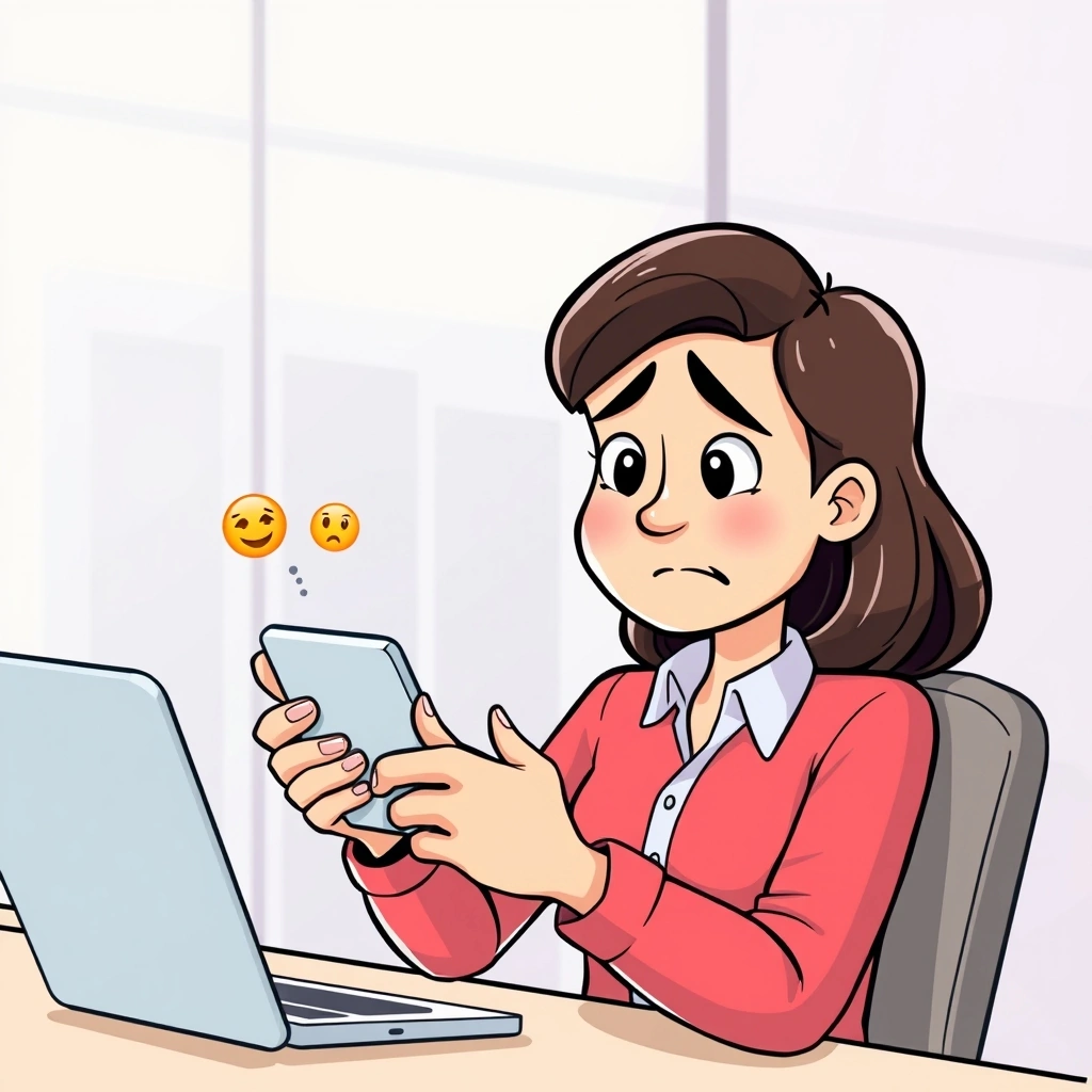 Person in office confused by emoji in work message