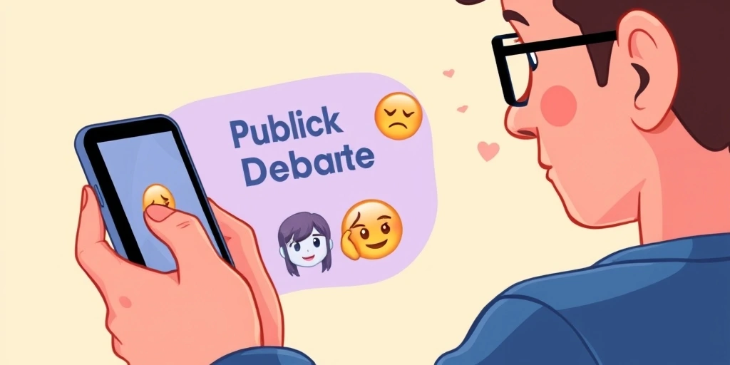 A person contemplating the emotional weight of emoji choices in a public online debate.