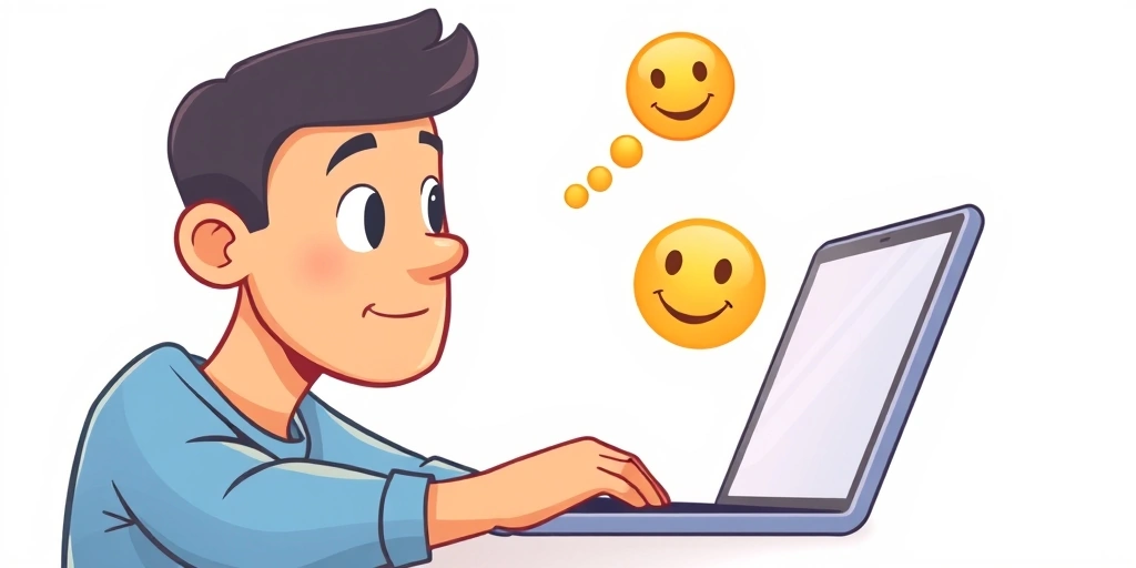 A remote worker contemplating tone in a message with an emoji in mind.