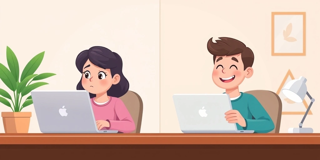 A visual comparison of a person's reaction to a plain text message versus one with an emoji in a work context.