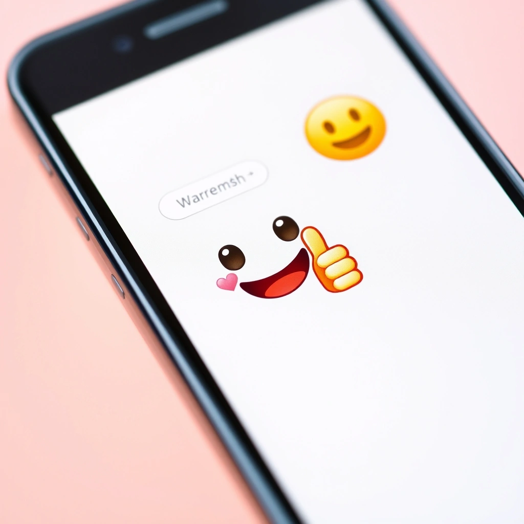 A phone showing a casual, friendly text exchange enhanced with emojis A phone showing a casual, friendly text exchange enhanced with emojis