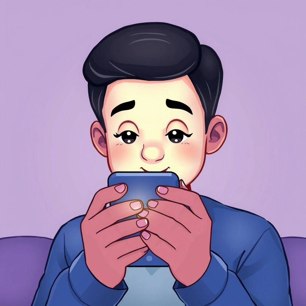 A person hesitating while reading a message on their phone, their face lit by the screen's glow.