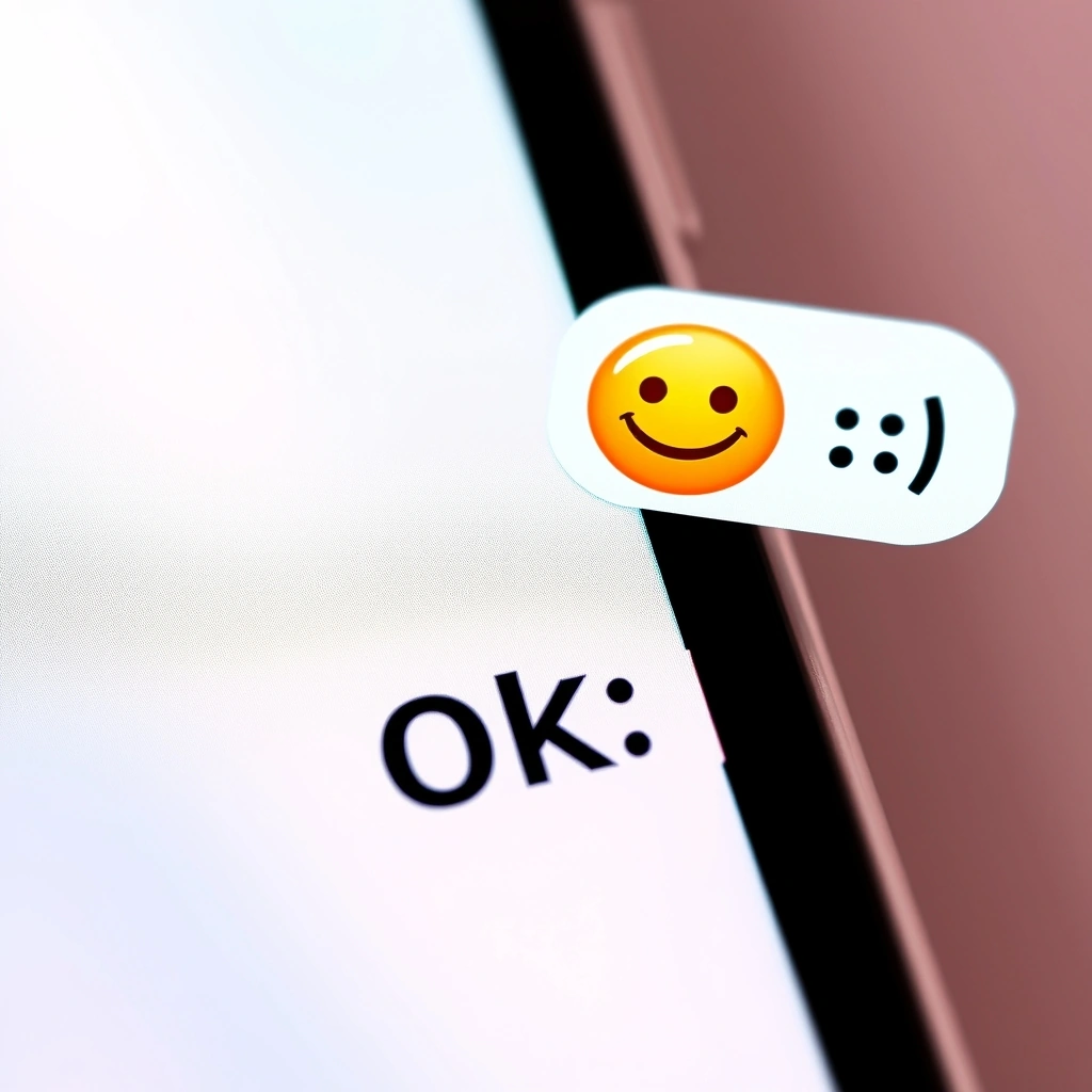 A smartphone showing how adding a smiley emoji to the word OK changes its tone.