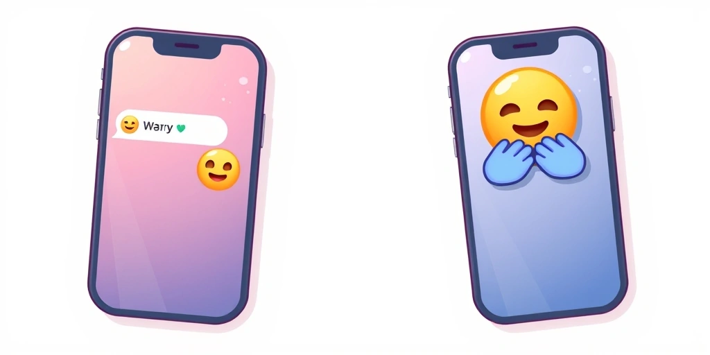 Two phones showing a conversation where a disappointed emoji is met with a comforting one. Two phones showing a conversation where a disappointed emoji is met with a comforting one.