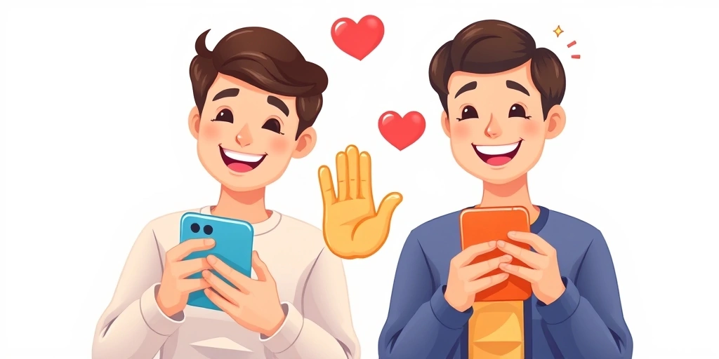 Person sending a waving hand emoji on their phone.