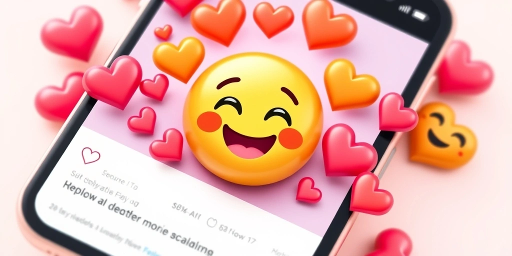 A viral social media post illuminated by engagement metrics, centered on a key emoji. A viral social media post illuminated by engagement metrics, centered on a key emoji.