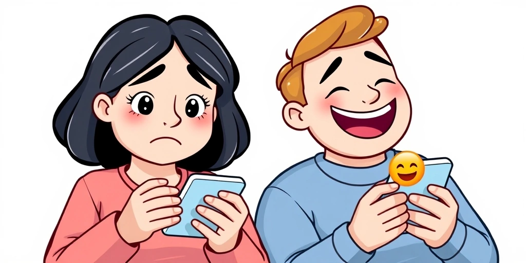 Two people reacting differently to the same message, showcasing emoji ambiguity. Two people reacting differently to the same message, showcasing emoji ambiguity.