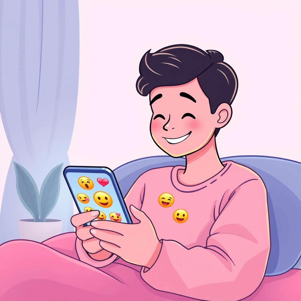 Someone feels connected by positive emoji reactions in a slow group chat. Someone feels connected by positive emoji reactions in a slow group chat.