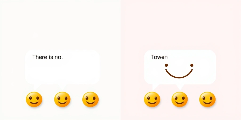 Comparison of a plain text reply versus a reply with a friendly emoji, showing the difference in perceived tone.