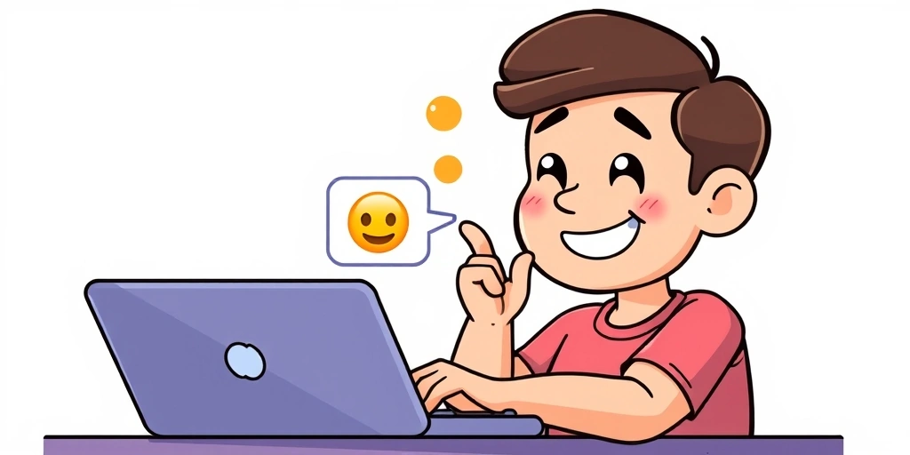 Person's expression changing from confused to relieved while reading a work chat with emojis