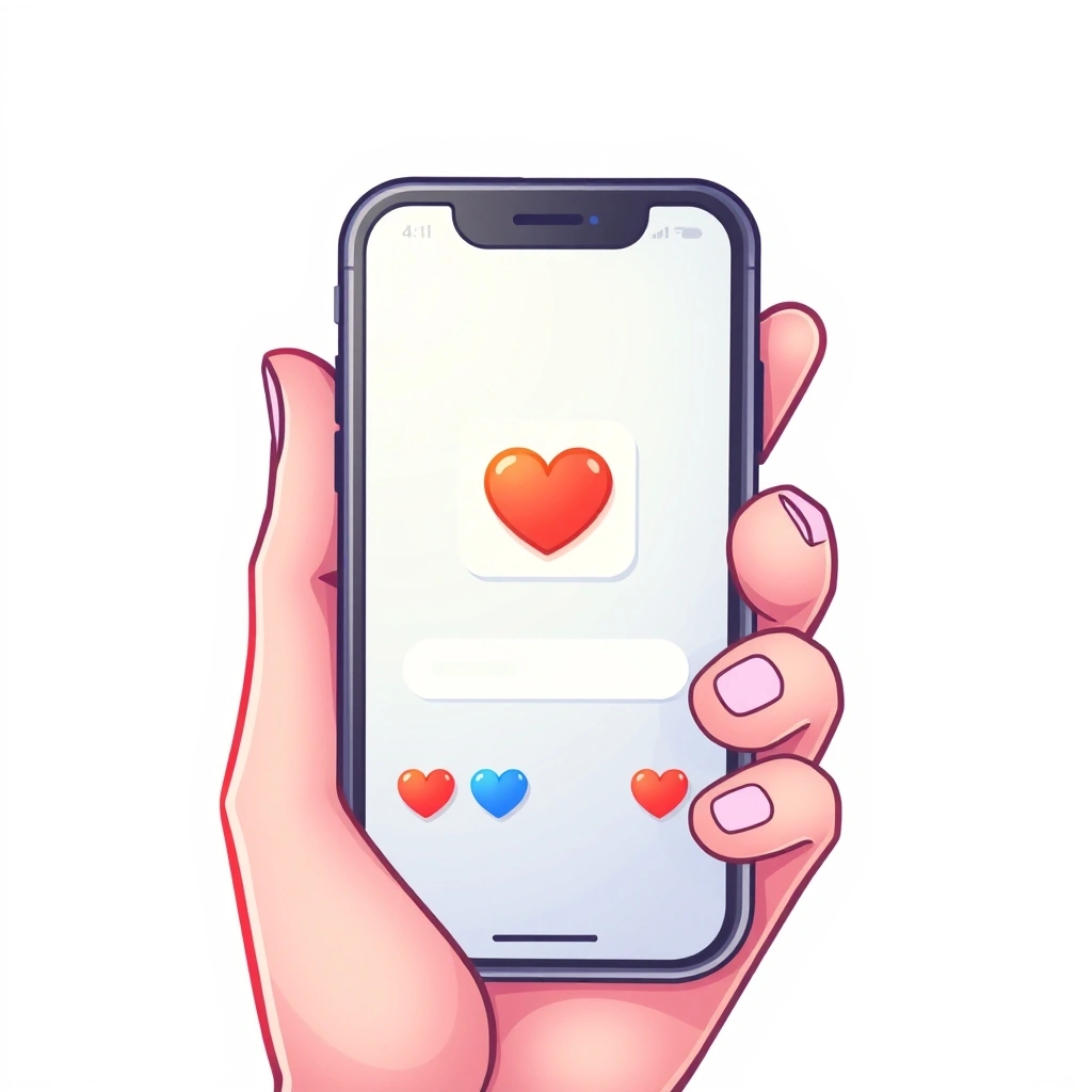 A close-up of a phone showing a heart emoji sent in a chat.