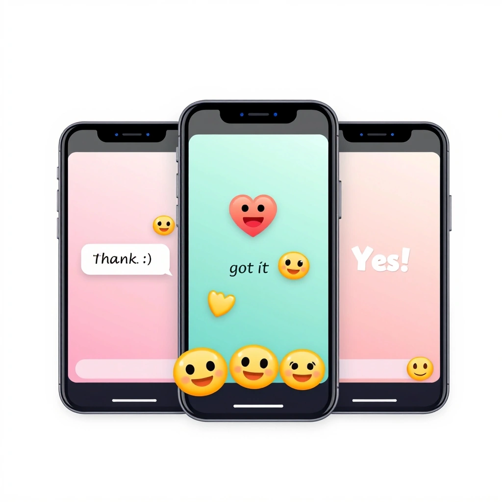 Examples of brief messages softened with emojis in a group chat