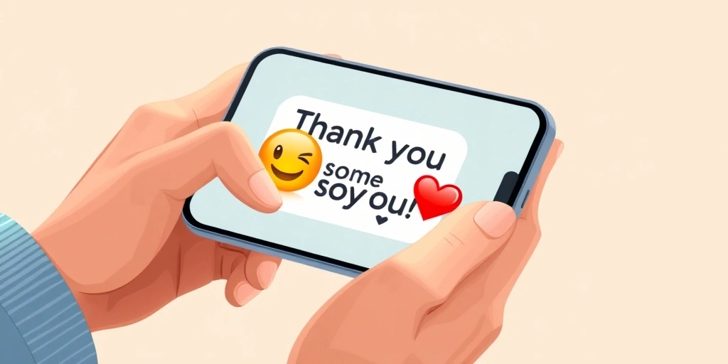 A heartfelt 'thank you' message enhanced with a hugging and heart emoji on a phone screen