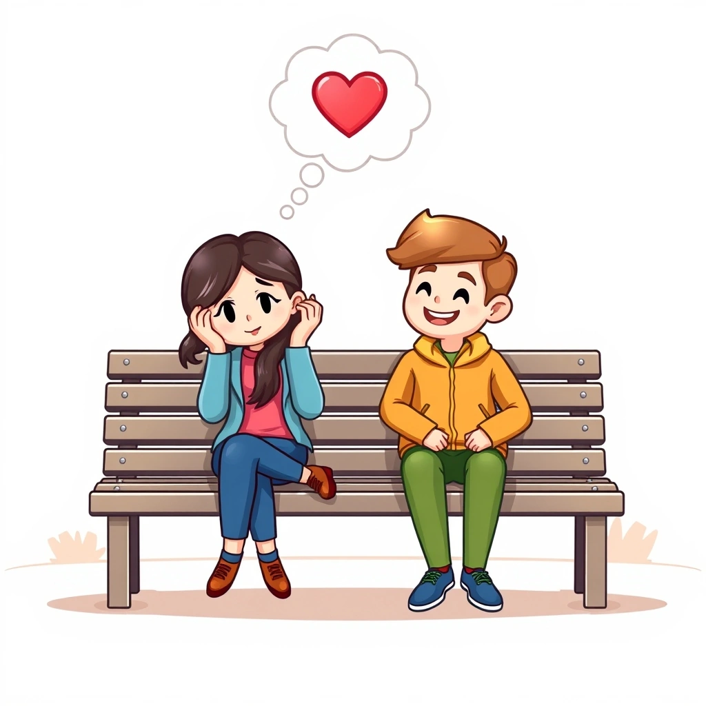 Friends connecting, with a heart emoji representing the gentle tone of their chat