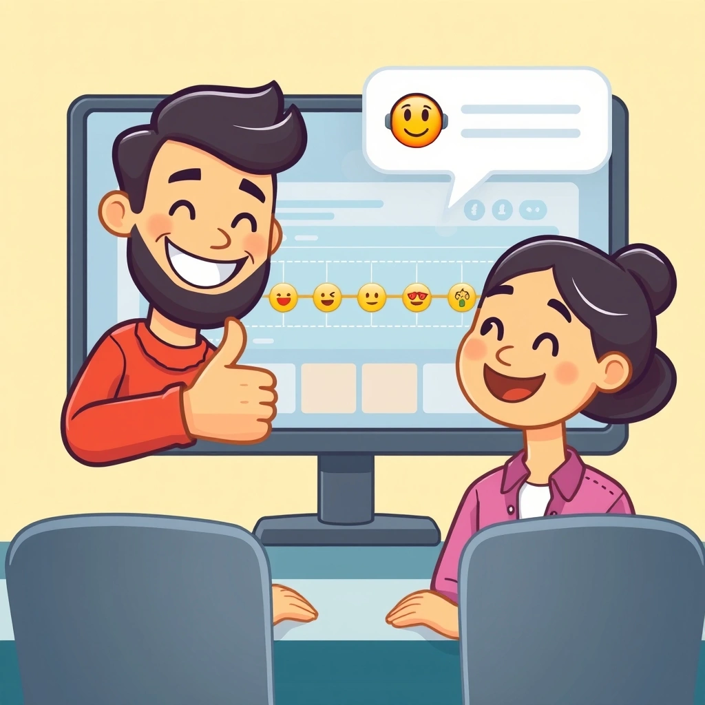 Teammates collaborating positively on a deadline with emojis visible in their chat.