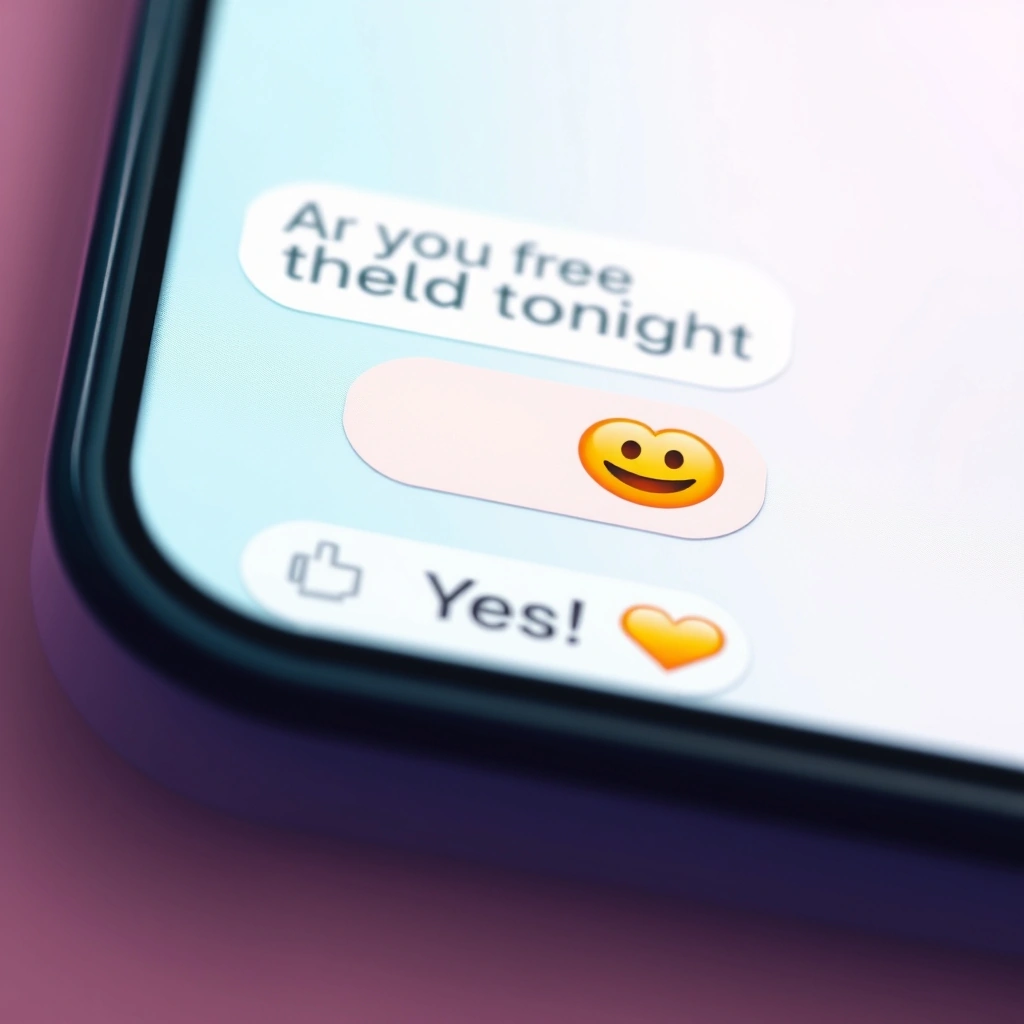 Smartphone showing a friendly text reply with a smiling emoji