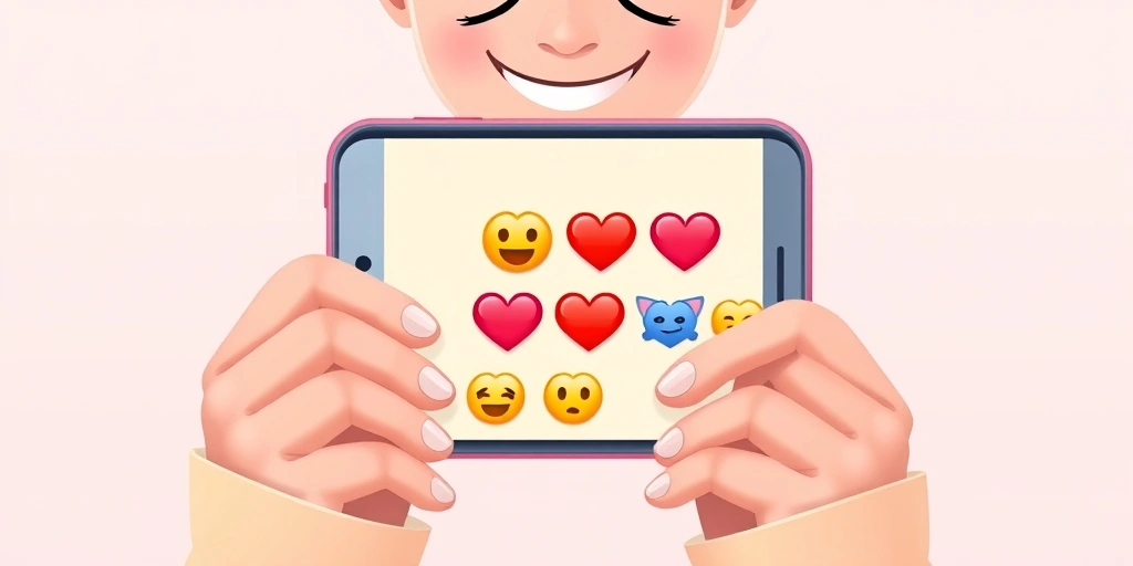 Person happily reading a message filled with positive emojis on their phone