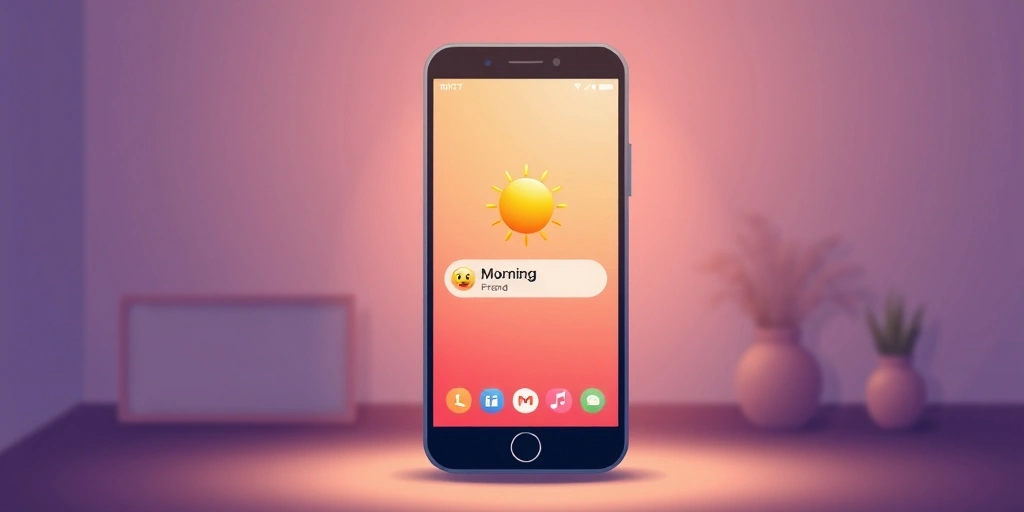 A phone notification with a single sun emoji, symbolizing a morning check-in.