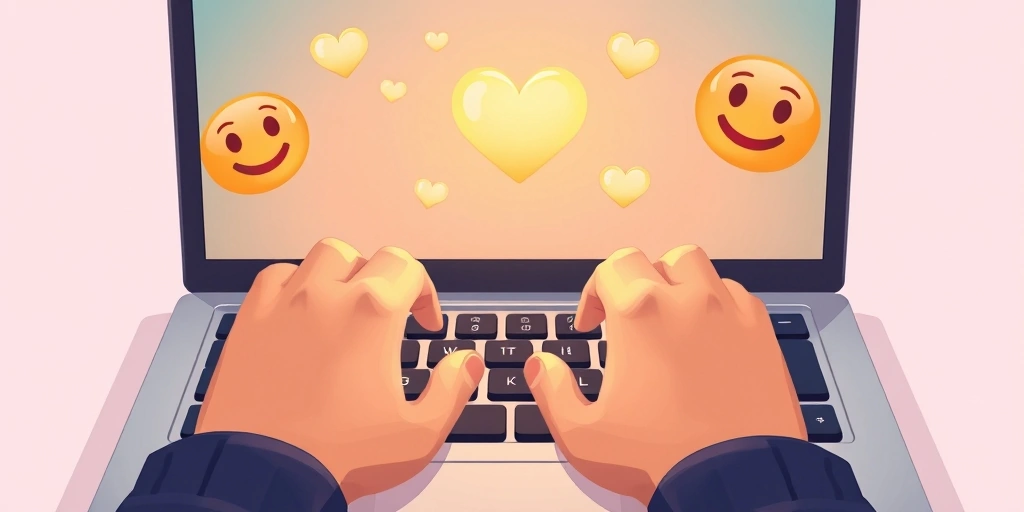 Person typing on a laptop with a warm glow, representing positive online communication Person typing on a laptop with a warm glow, representing positive online communication