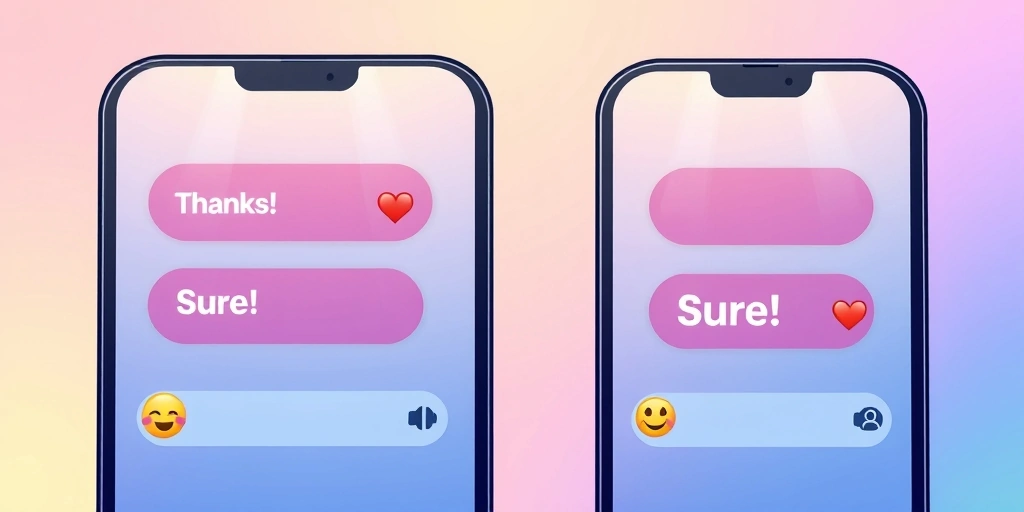 Comparison of text conversations with and without emojis showing different tones