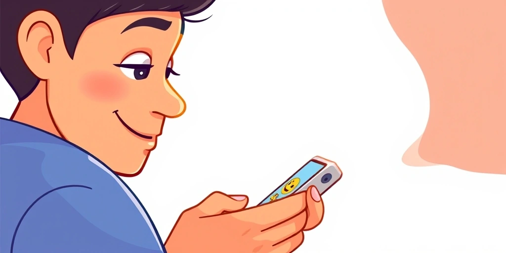 Person experiencing instant clarity from an emoji on their phone Person experiencing instant clarity from an emoji on their phone