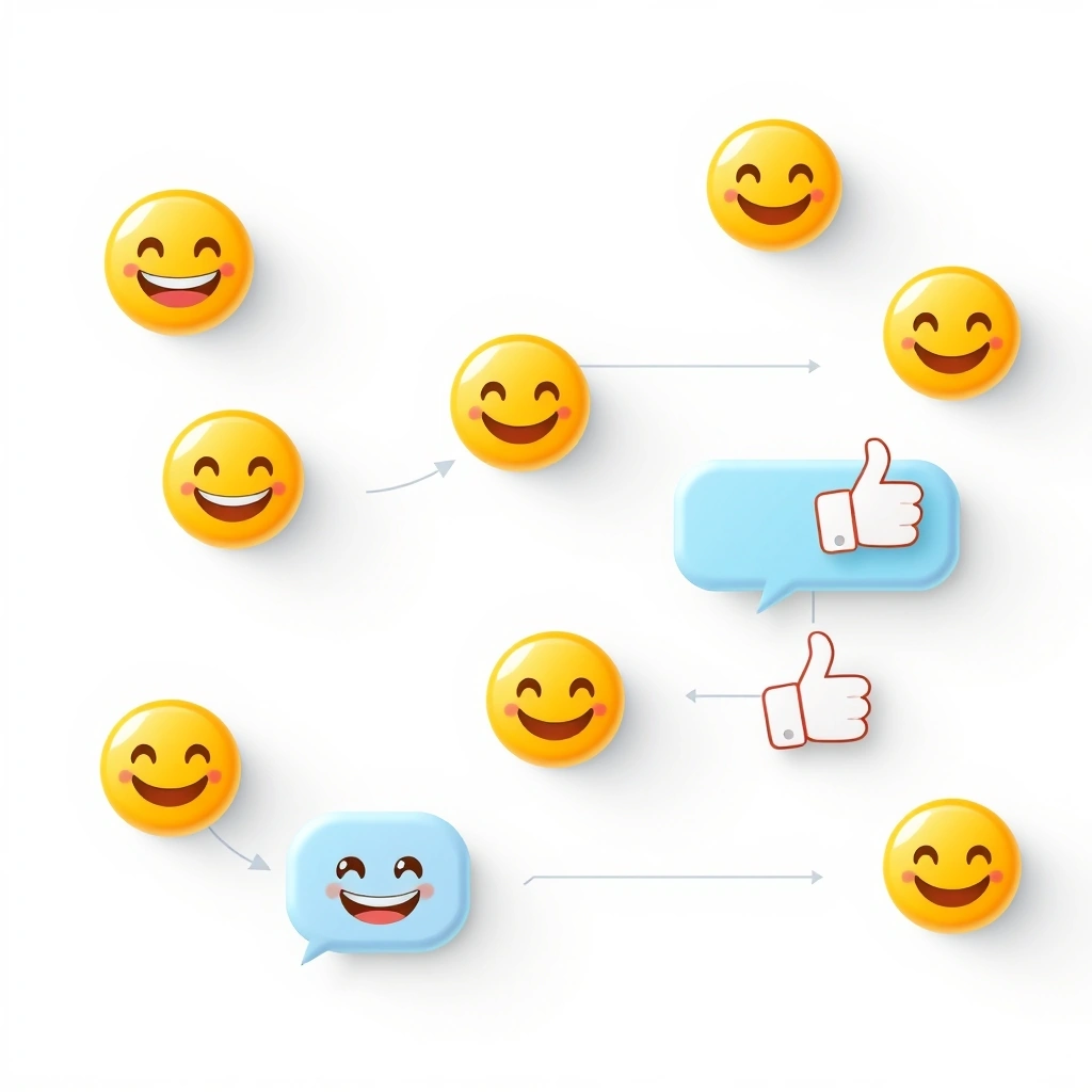 Diagram showing emojis accelerating the flow of a text conversation