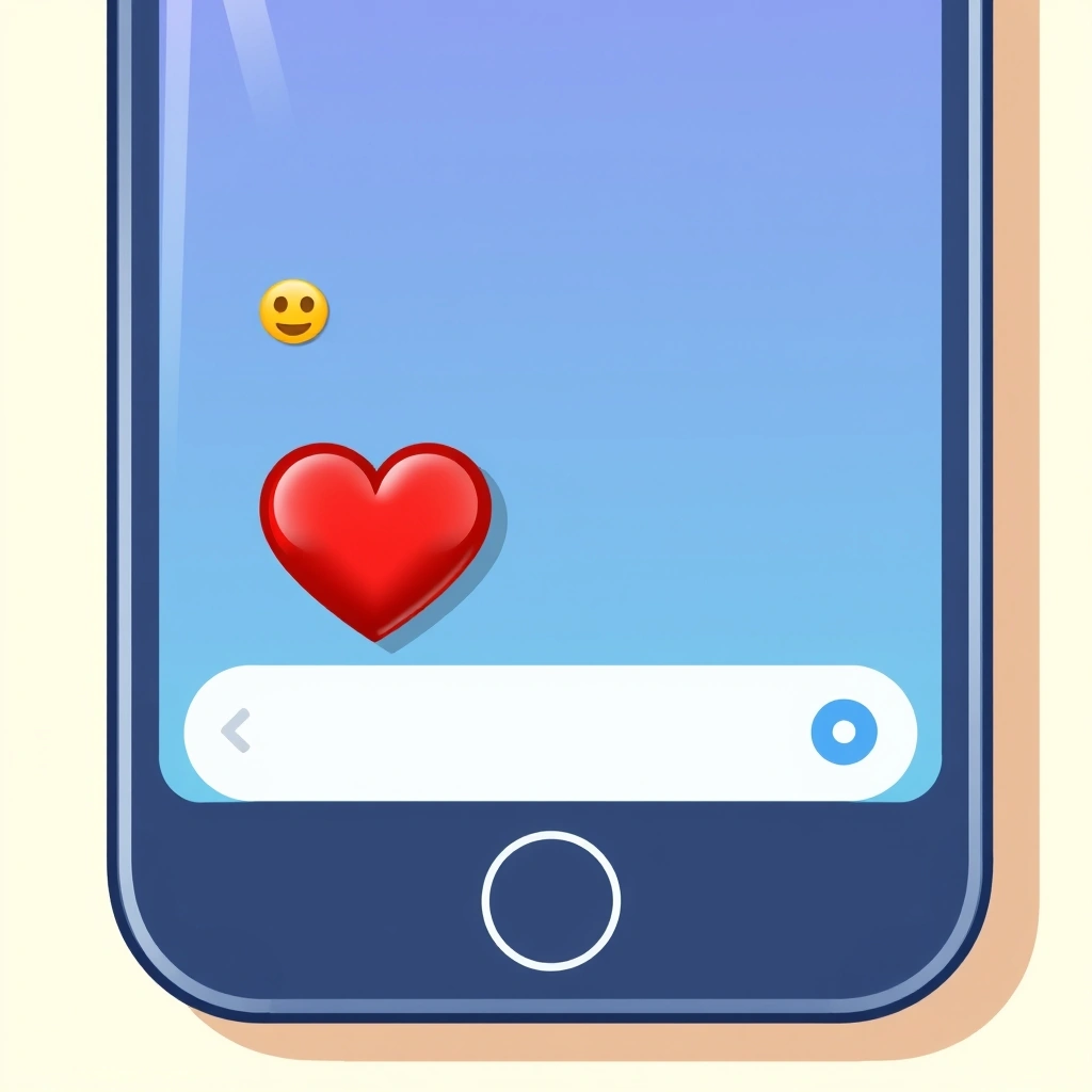 A phone screen showing a delayed reply managed by a heart emoji A phone screen showing a delayed reply managed by a heart emoji