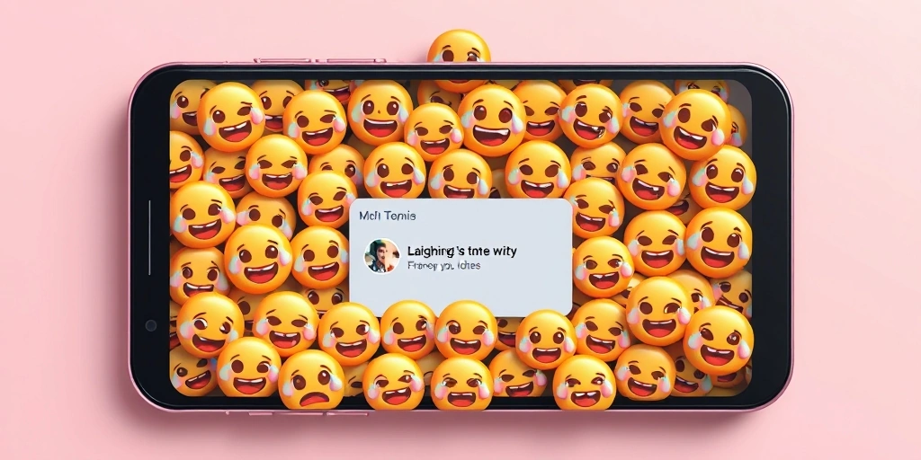 A phone screen showing a video with a comment section full of laughing crying emojis