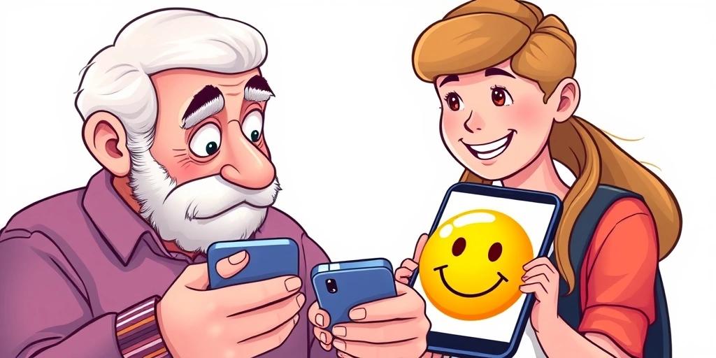 Generational confusion over a smiley face emoji on a phone screen.